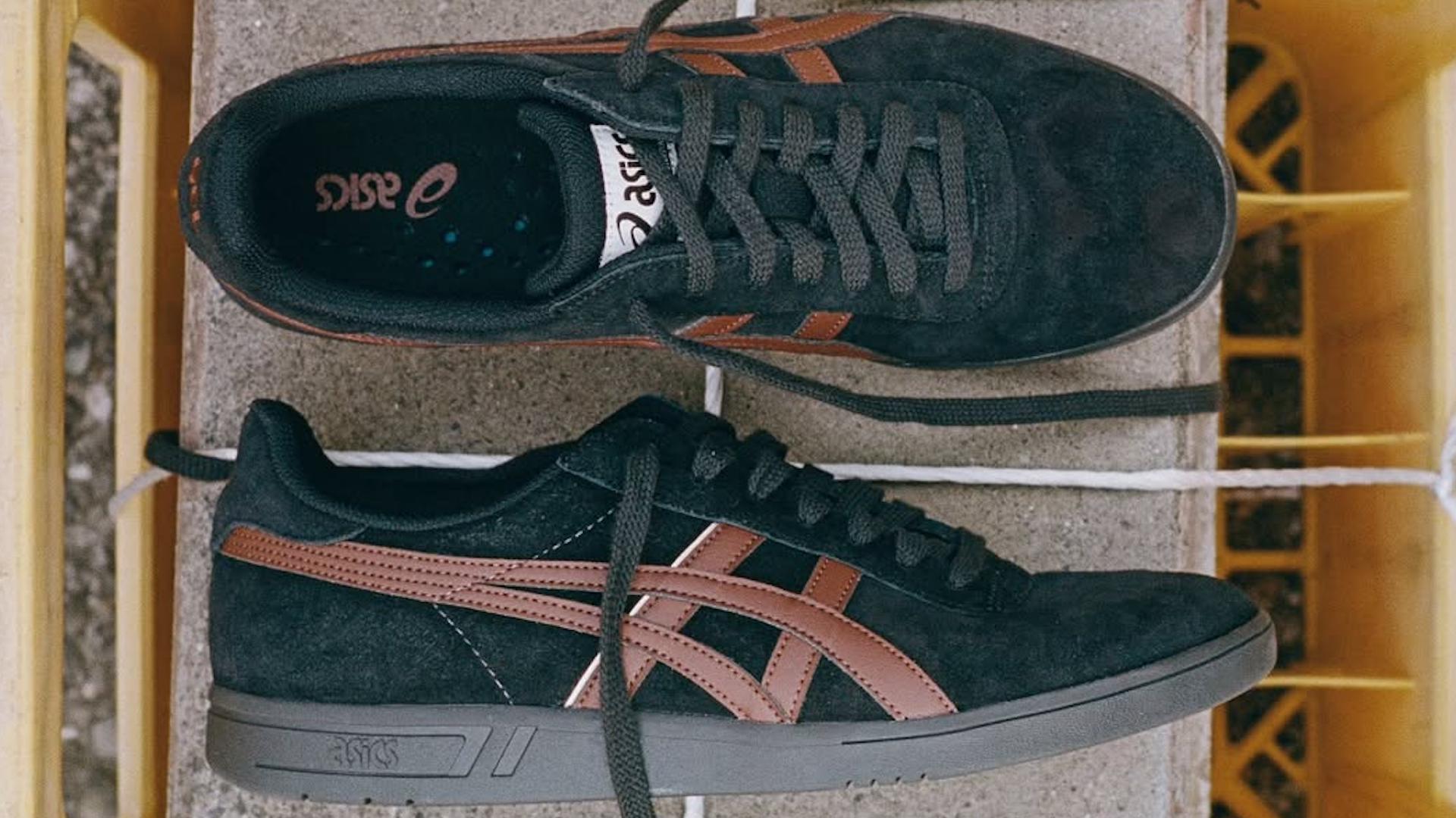 Asics Skateboarding Drops Tasteful New Black/Reddish Brown Gel