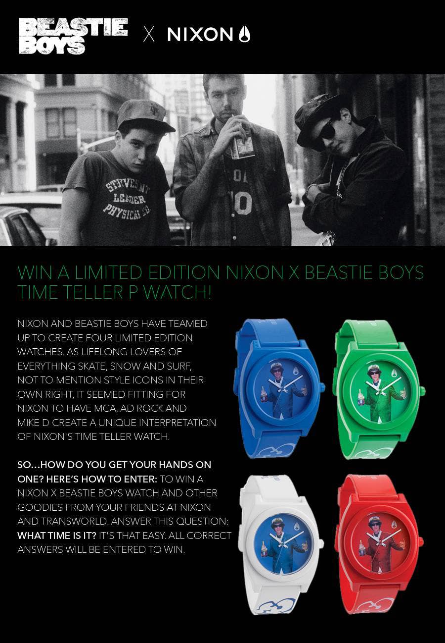 Beastie Boys x Nixon Time Teller Watch Giveaway