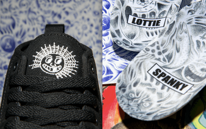 A closer look at the tongue graphic and insoles
