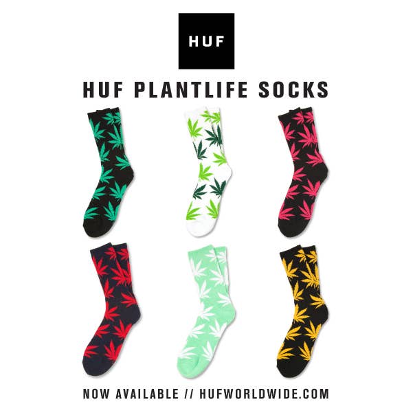 Huf Plantlife Crew Socks - Black/Neon Green - New Star