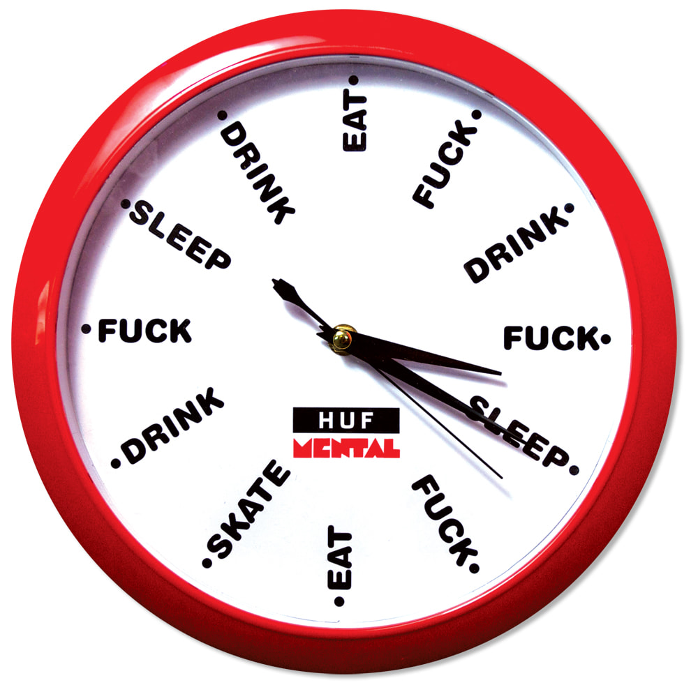 HUF x Skate Mental Wall Clock & T-shirt - Skateboarding