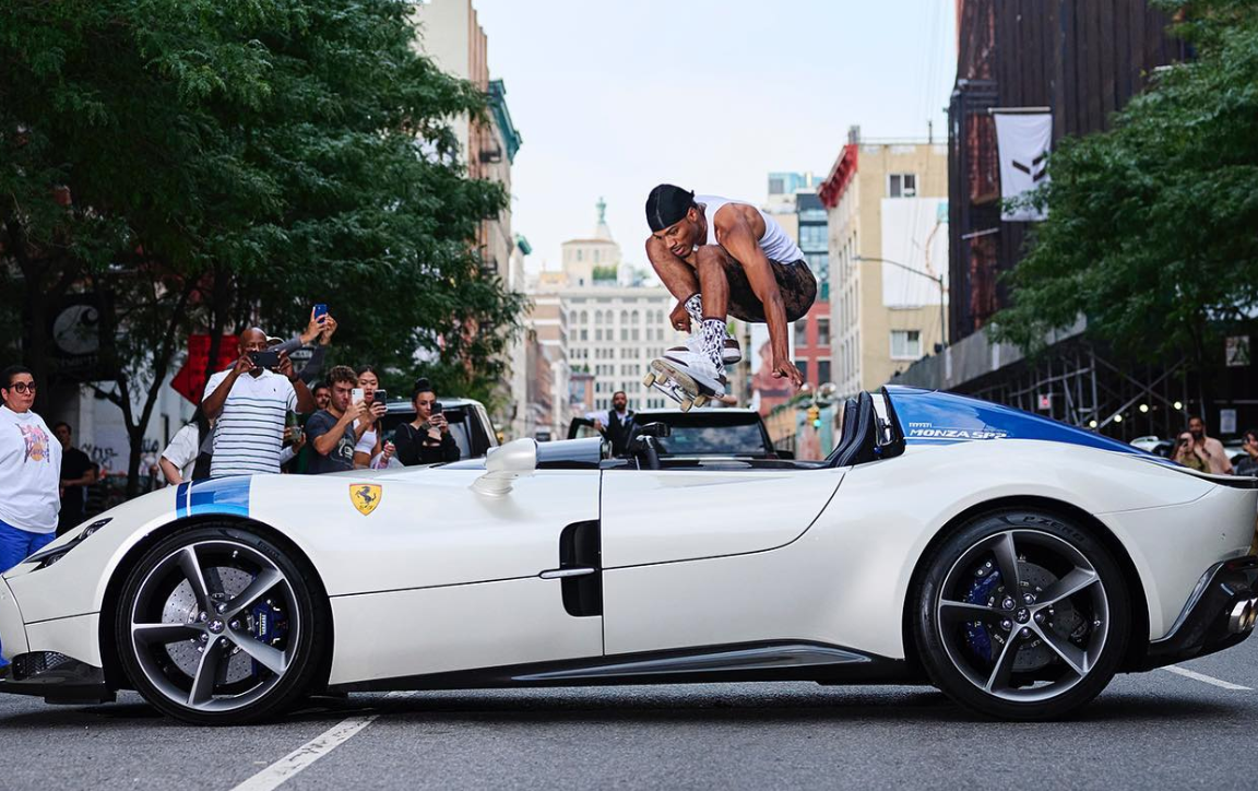 Skateboarder Jumps 5 Million-Dollar Ferrari on the Streets of NYC